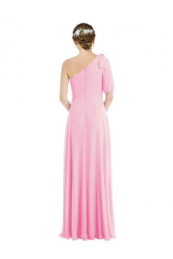 Long Sleeveless Soft Chiffon Barely Pink Trumpet Semi Formal Evening Dress / Bridesmaid Dress Edmonton